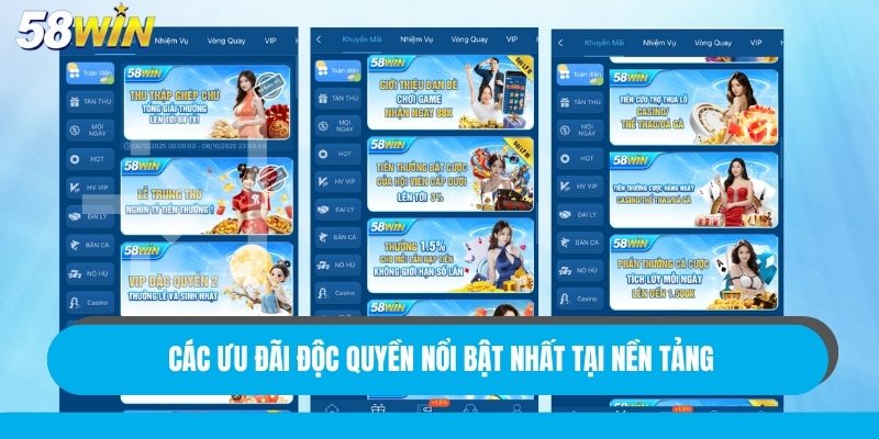 Các khuyến mãi 58Win nổi bật nhất tại nền tảng